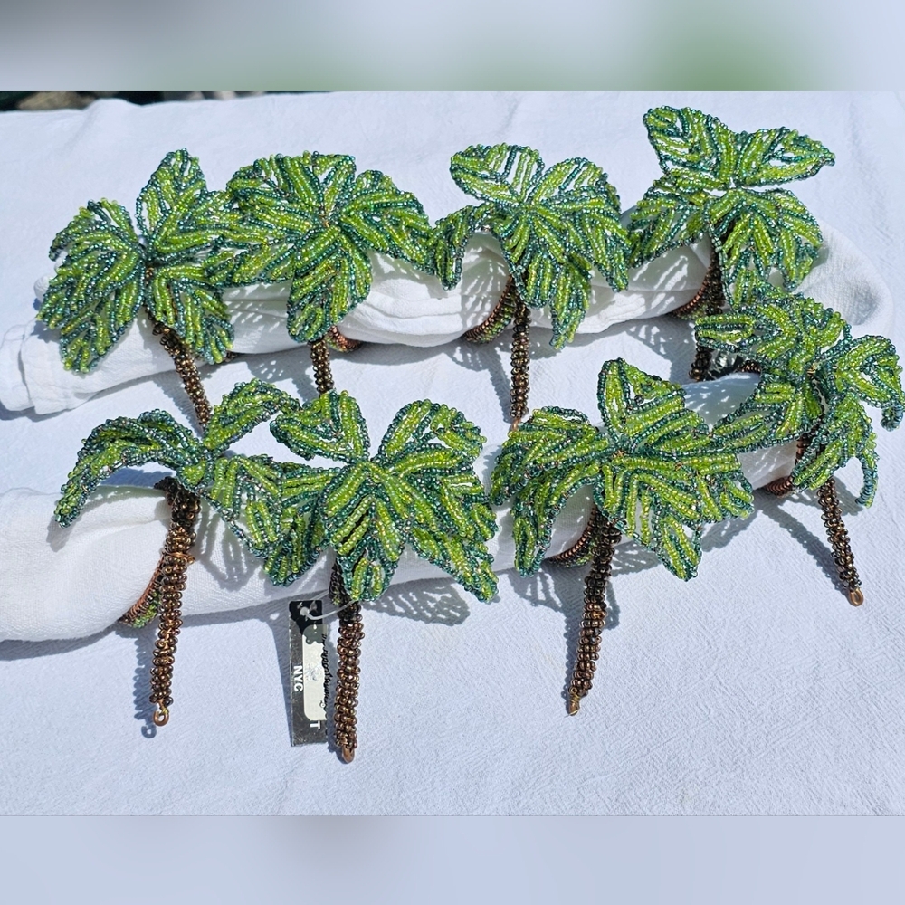 NWT Tommy Bahama Beaded Napkin Rings Set Of 8 - Picture 6 of 7